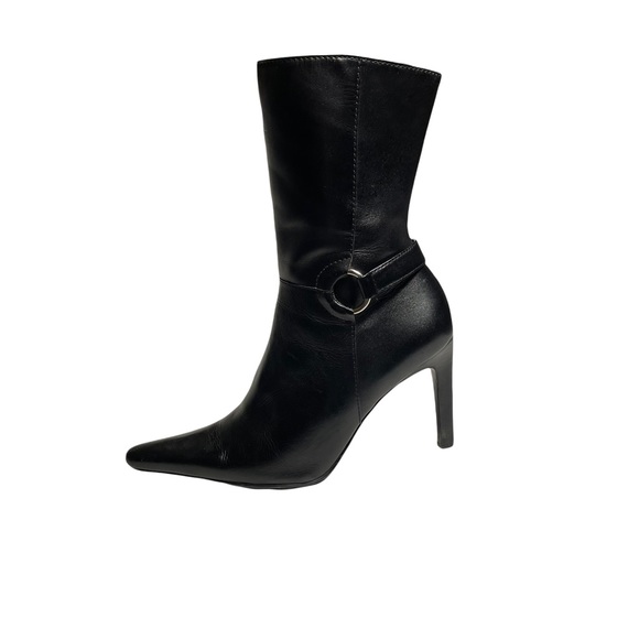 Steve Madden black leather stiletto heeled zip up boots size 7.5 - Picture 8 of 11